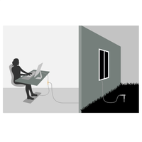 Illustratie van een gedeelde aardingsaansluiting naar twee plekken in huis