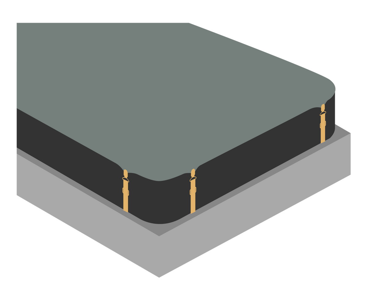 Illustration d'un matelas avec quatre tendeurs sous les coins du drap