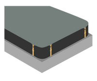Illustration d'un matelas avec quatre tendeurs sous les coins du drap
